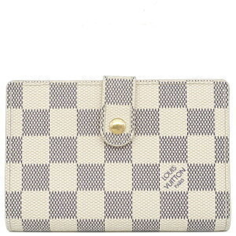 Louis Vuitton Porte Monnaie Wallet Bi fold Azur White Clasp Closure